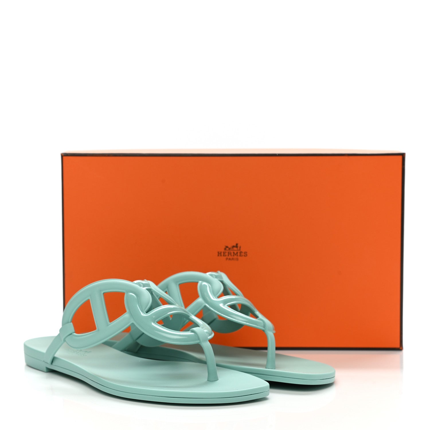 Hermes Rubber Womens Egerie Sandals 37 Vert Embrun 9 of 9