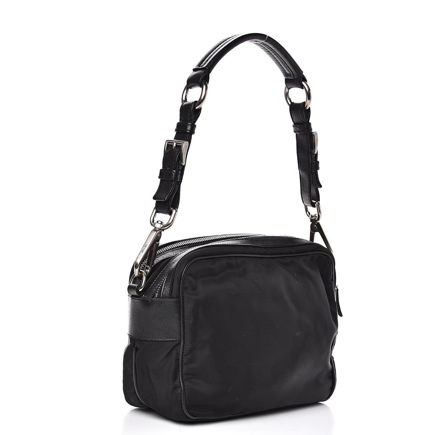 Tessuto Nylon Saffiano Shoulder Bag Black