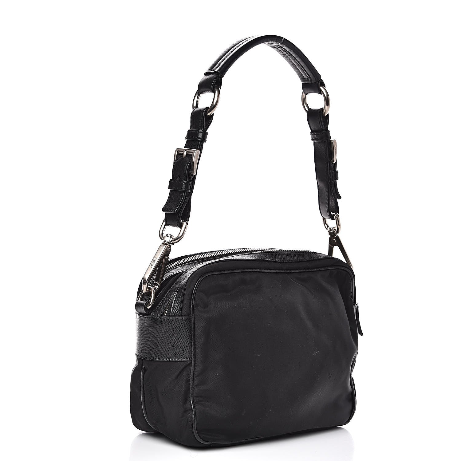 Prada Tessuto Nylon Saffiano Shoulder Bag Black 3 of 11