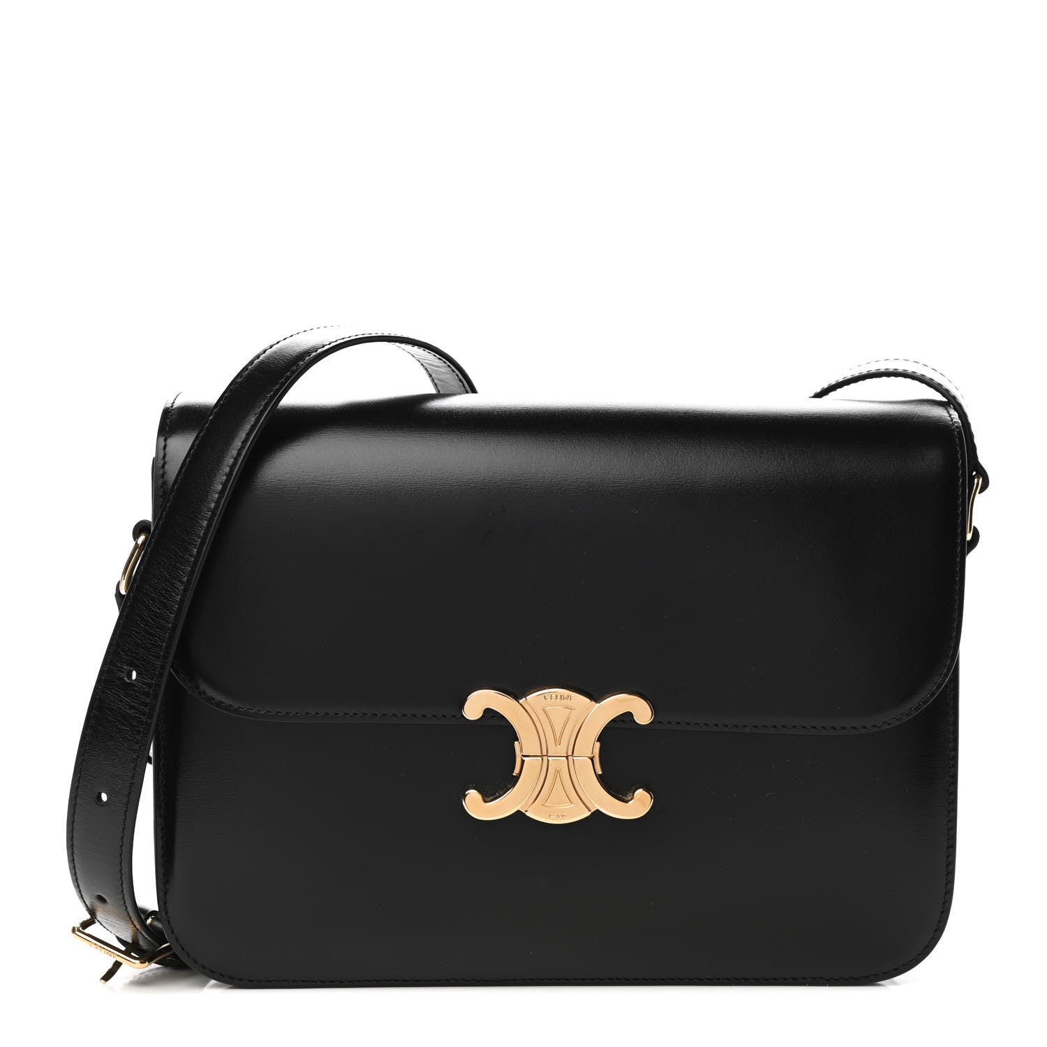 Celine Shiny Calfskin Medium Triomphe Black 1 of 4