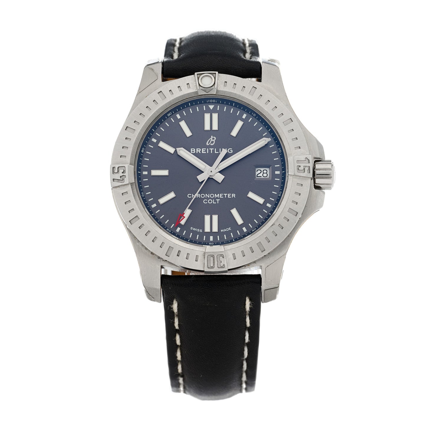 Stainless Steel Calfskin 41mm Chronomat Colt Automatic Watch Grey A17313
