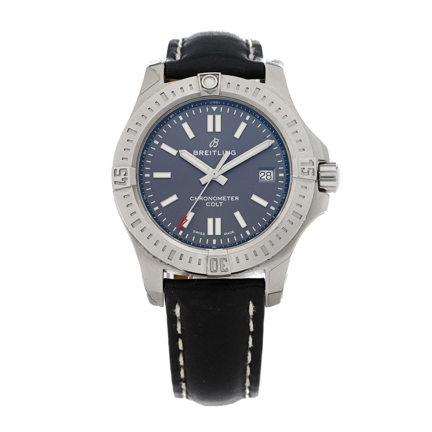 Breitling Stainless Steel Calfskin 41mm Chronomat Colt Automatic Watch Grey A17313 1 of 5