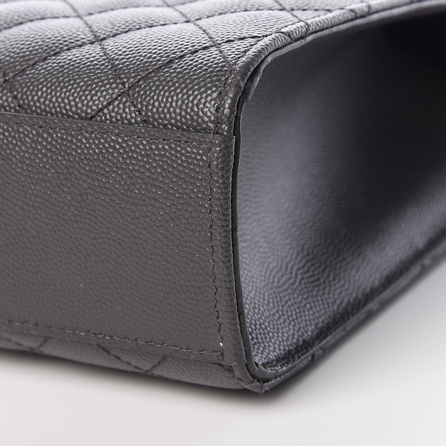 Saint Laurent Grain De Poudre Matelasse Chevron Large Monogram Satchel Asphalt 9 of 9