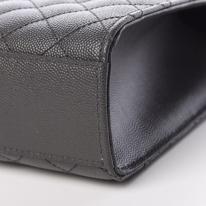 Saint Laurent Grain De Poudre Matelasse Chevron Large Monogram Satchel Asphalt 9 of 9