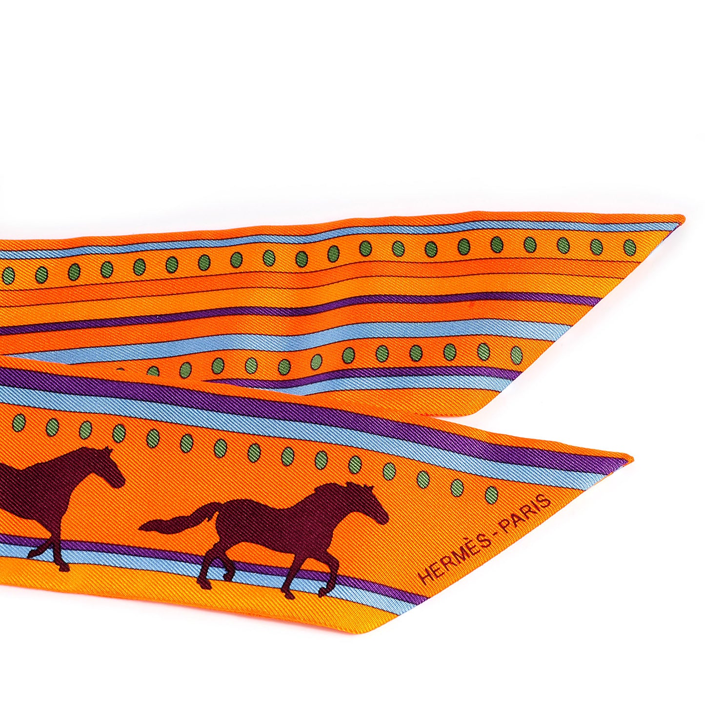 HERMES Silk Sequences Twilly Orange Violet Ciel