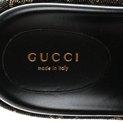 Gucci Jacquard Black Denim GG Monogram Angelina Platform 55mm Slide Sandals 36.5 Black Ivory 6 of 9