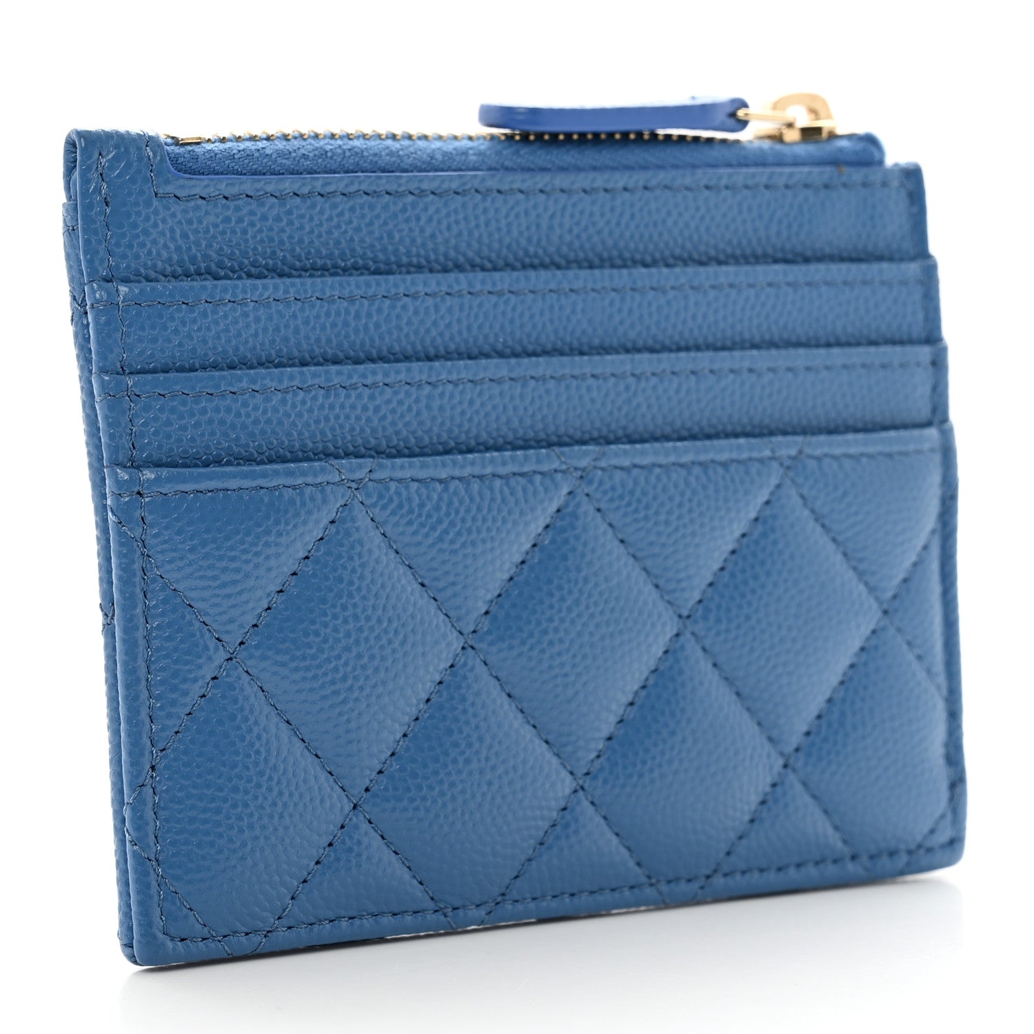 Chanel Caviar Quilted CC Zip Card Holder Blue 3 of 8
