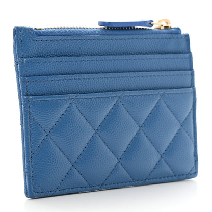Chanel Caviar Quilted CC Zip Card Holder Blue 3 of 8