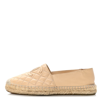 Chanel Lambskin Quilted CC Espadrilles 39 Beige 1 of 4