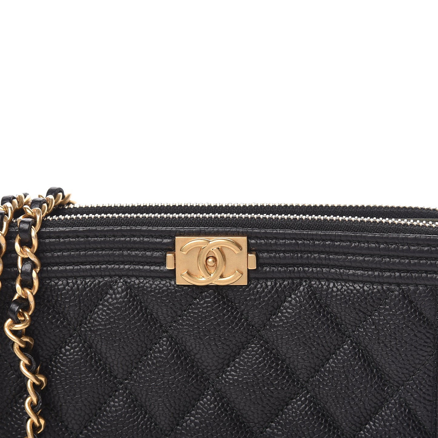 Caviar Quilted Small Boy Clutch With Chain Black