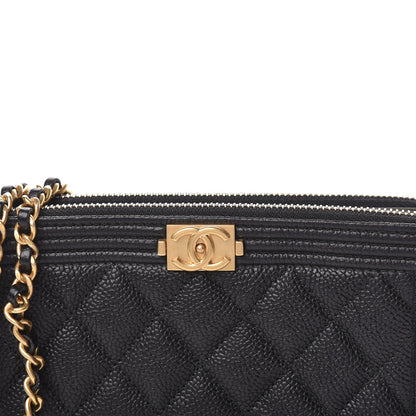 Chanel Caviar Quilted Small Boy Clutch With Chain Black 15 of 16