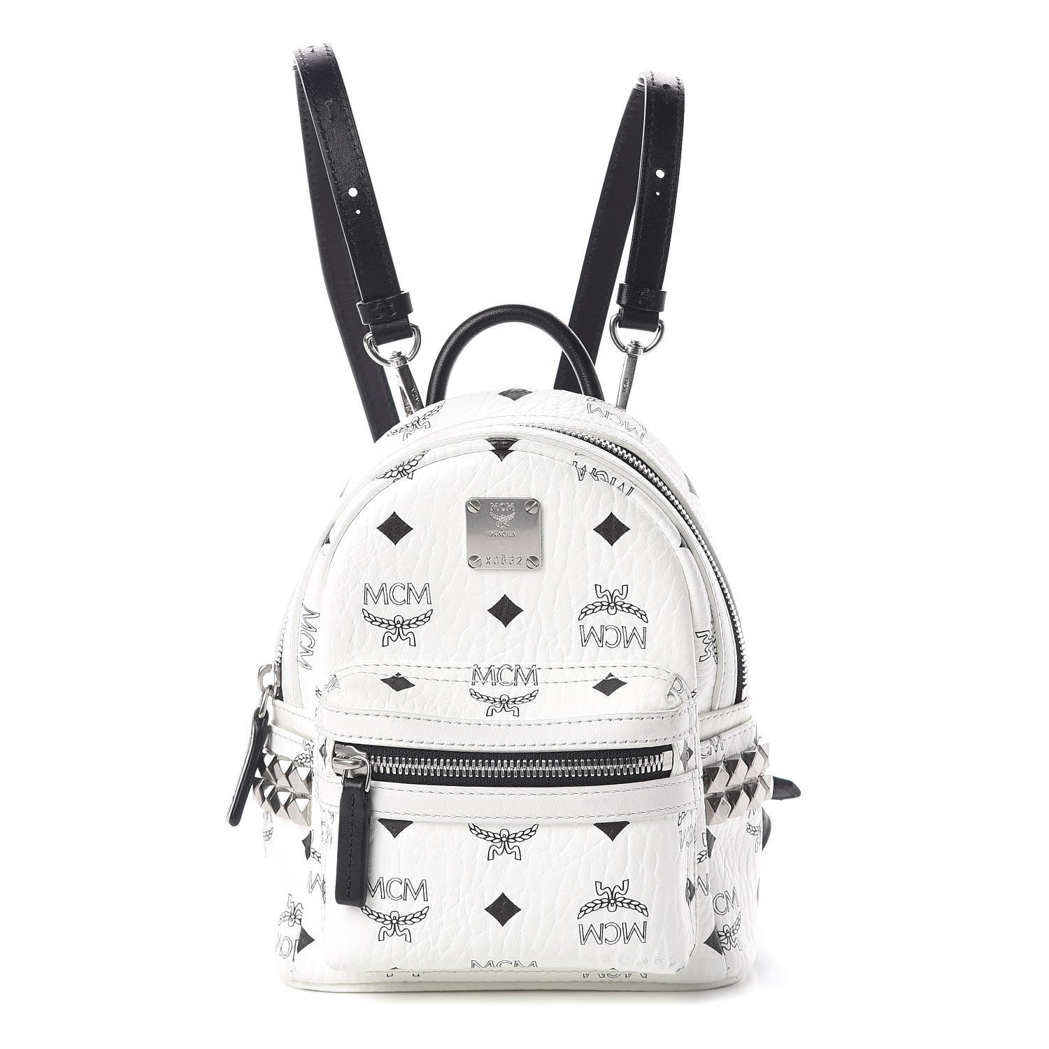 MCM Visetos Side Stud X-Mini Stark Bebe Boo Backpack White 1 of 9