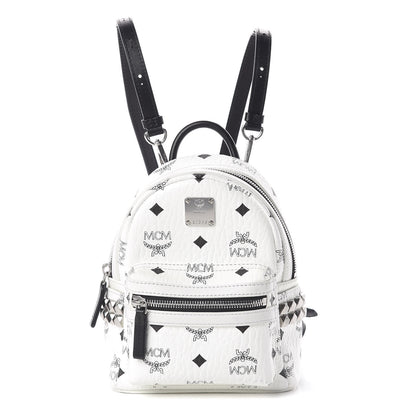 MCM Visetos Side Stud X-Mini Stark Bebe Boo Backpack White 1 of 9