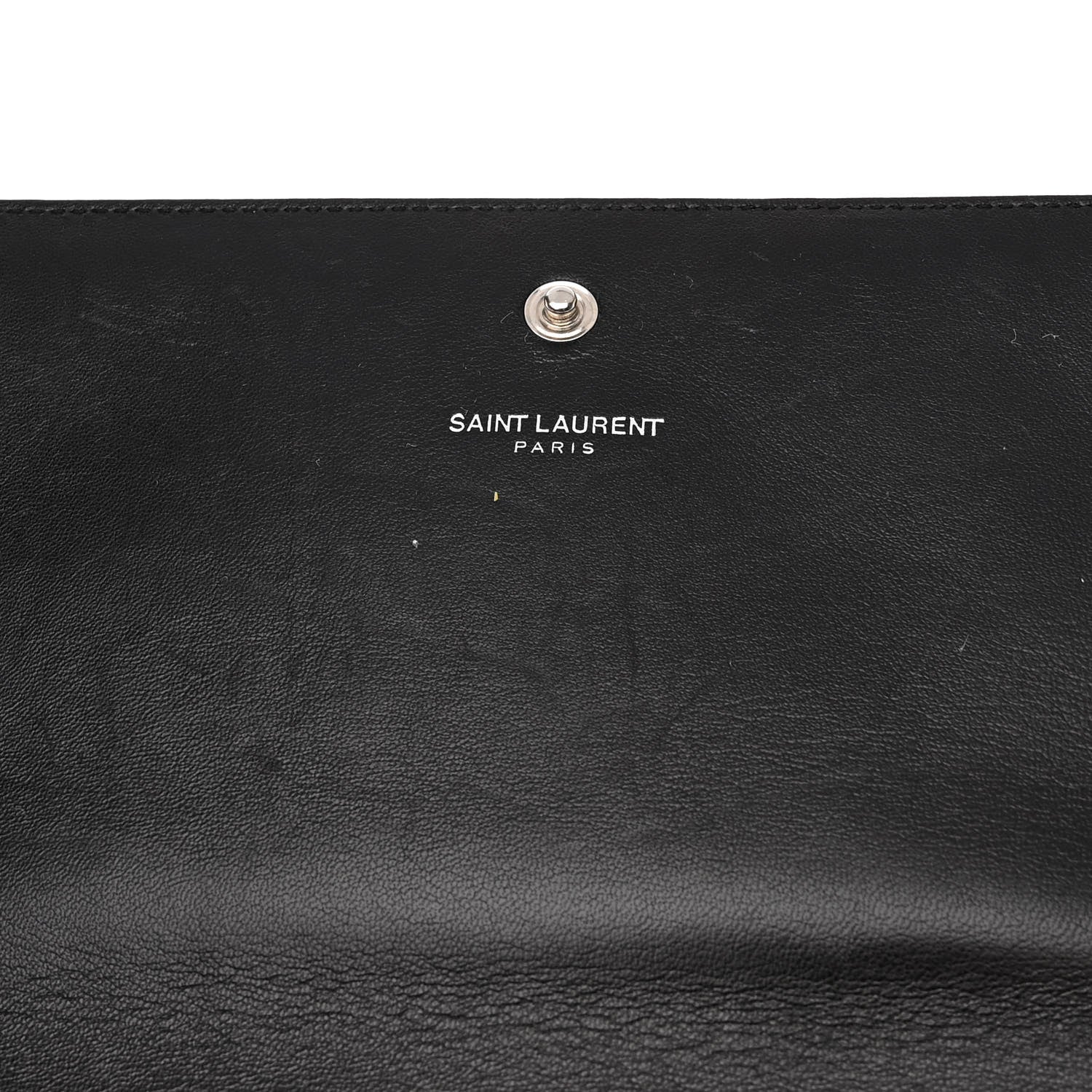 Saint Laurent Calfskin Crocodile Embossed Monogram Chain Wallet Black 6 of 10