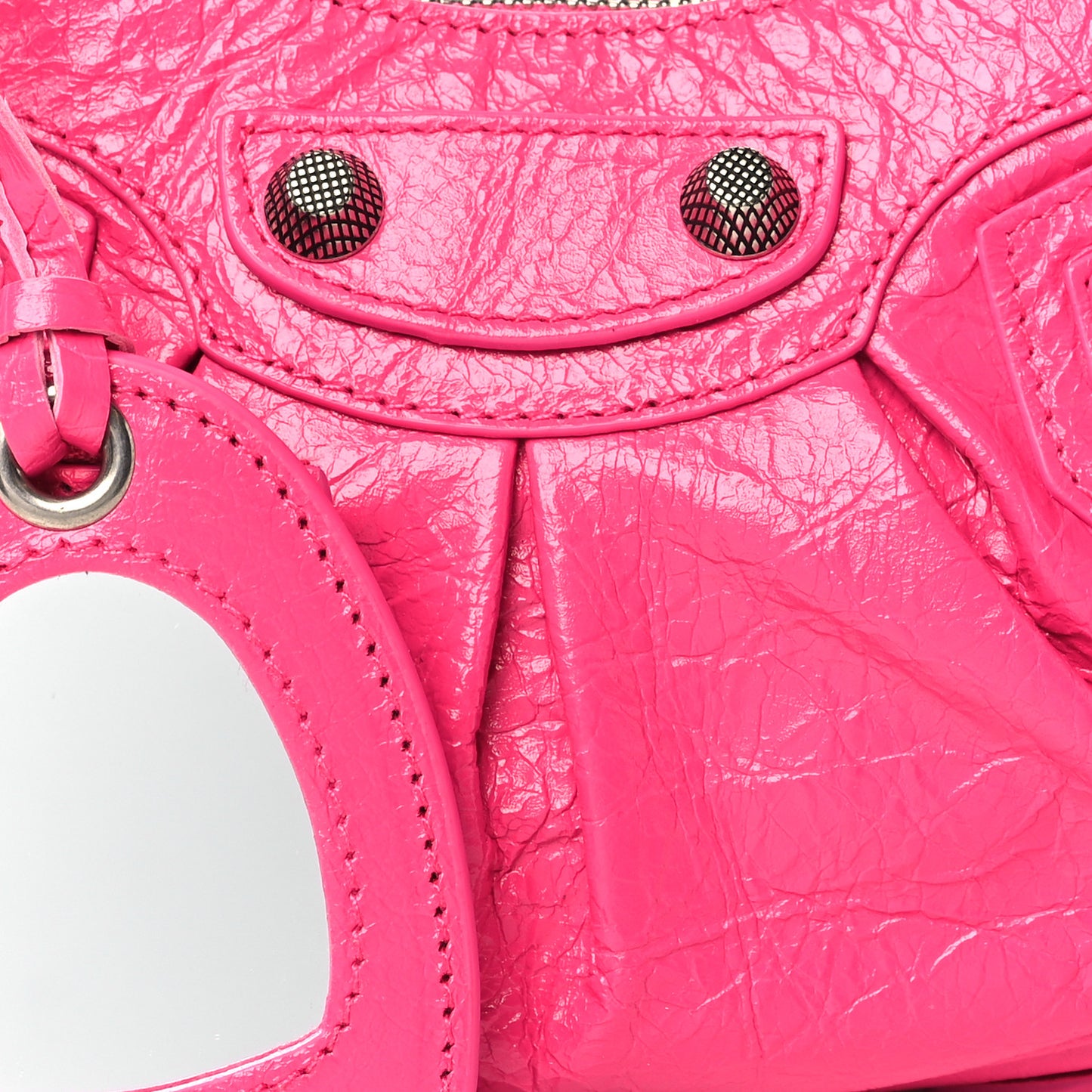 Extra Supple Calfskin Crocodile Embossed XS Le Cagole Shoulder Bag Lipstick Pink