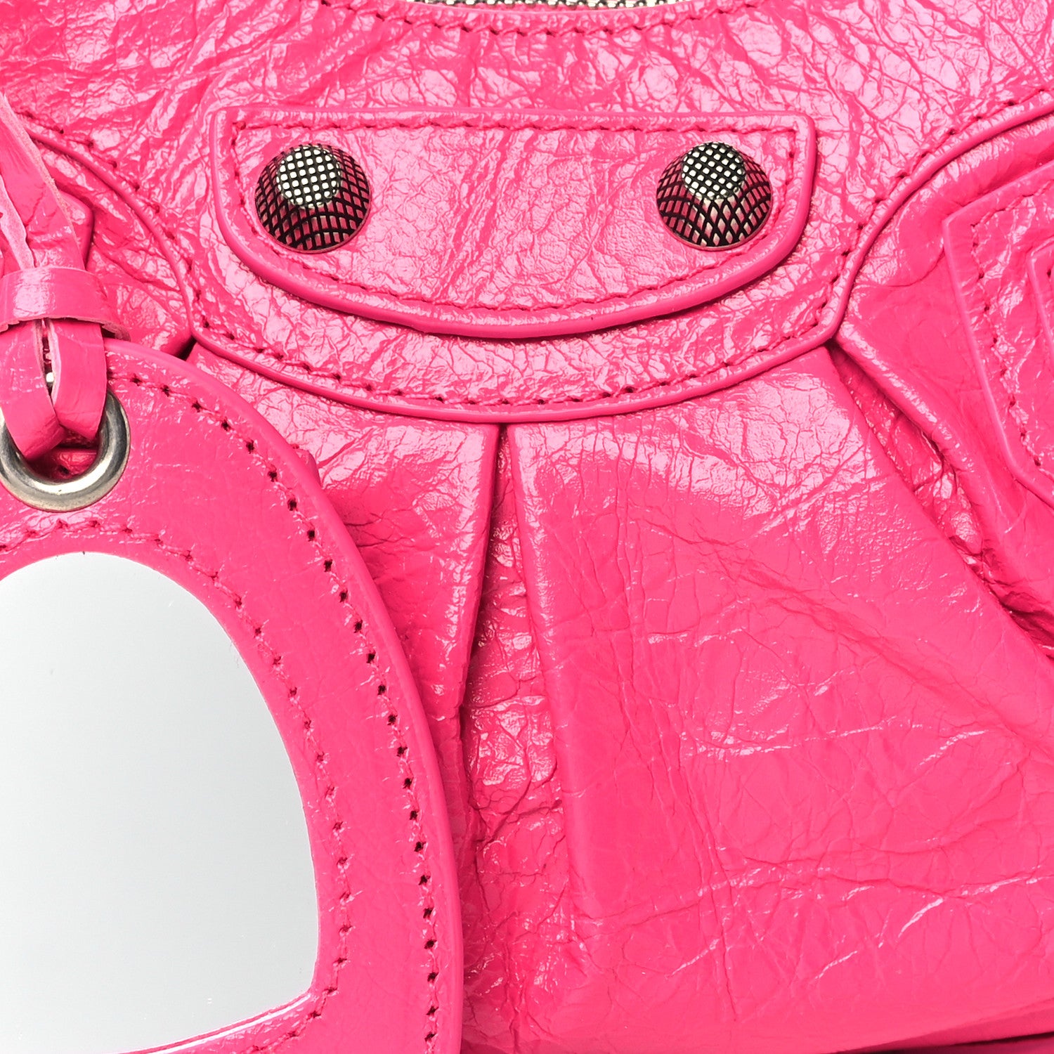 Balenciaga Extra Supple Calfskin Crocodile Embossed XS Le Cagole Shoulder Bag Lipstick Pink 8 of 10