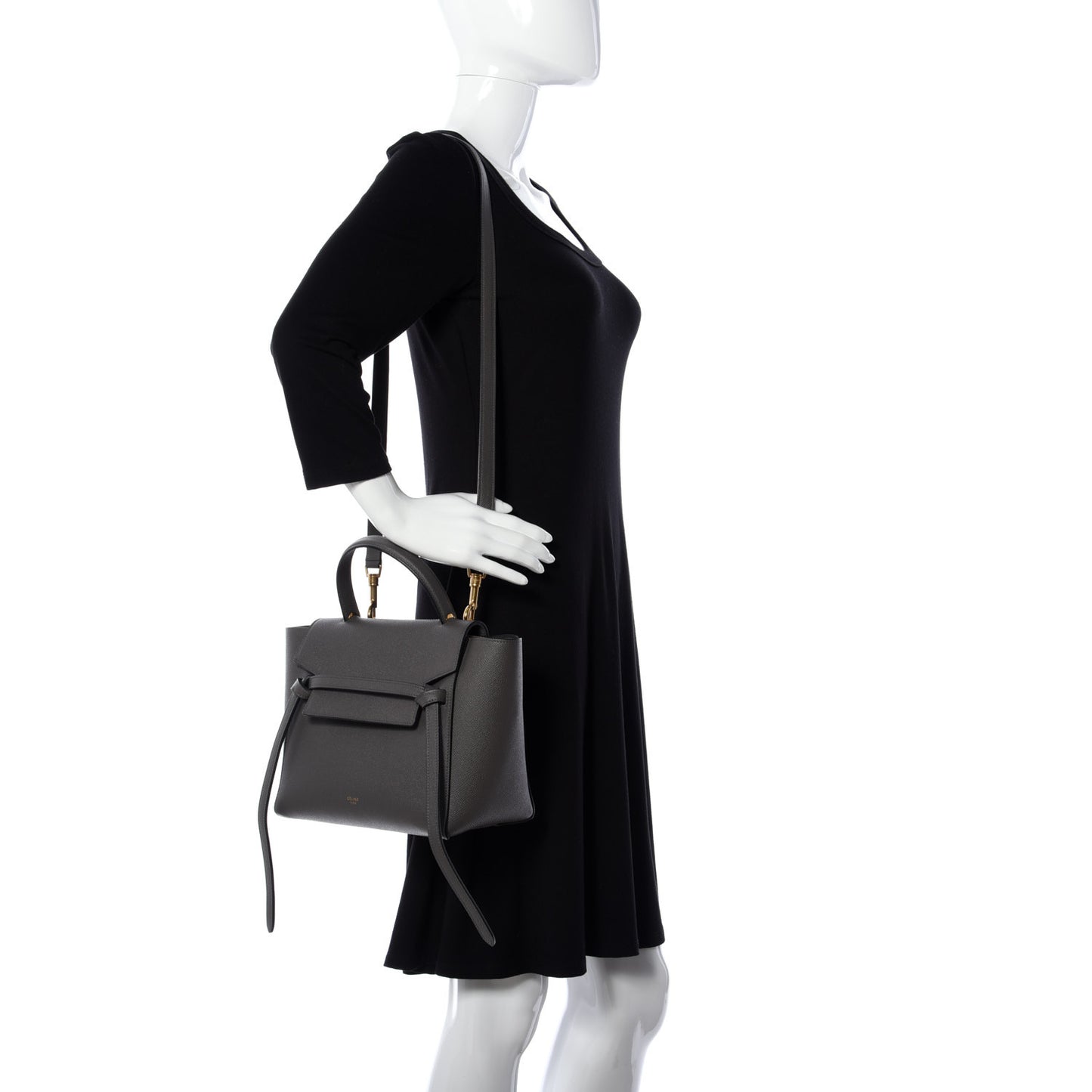 Baby Grained Calfskin Micro Belt Bag Grey