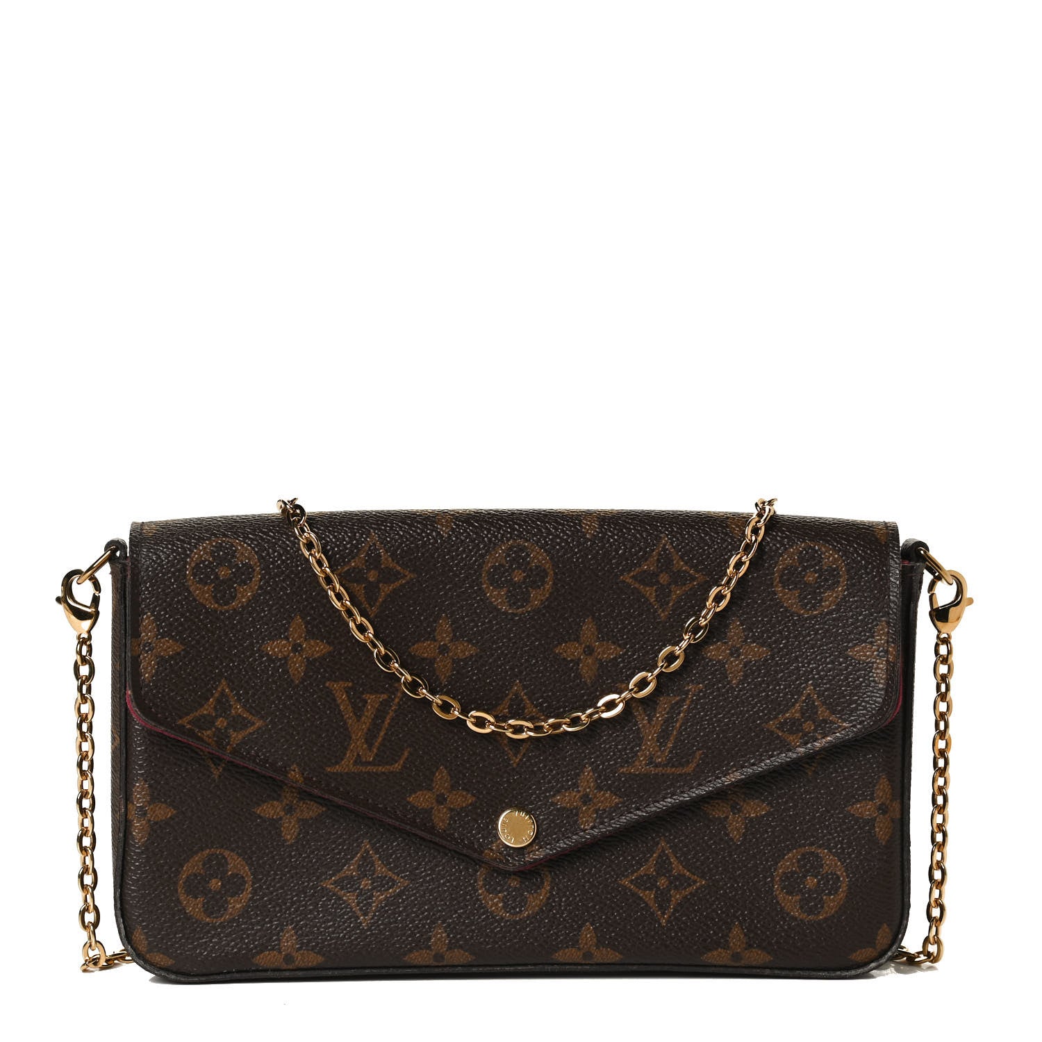 Louis Vuitton Monogram Pochette Felicie Chain Wallet Fuchsia 1 of 11
