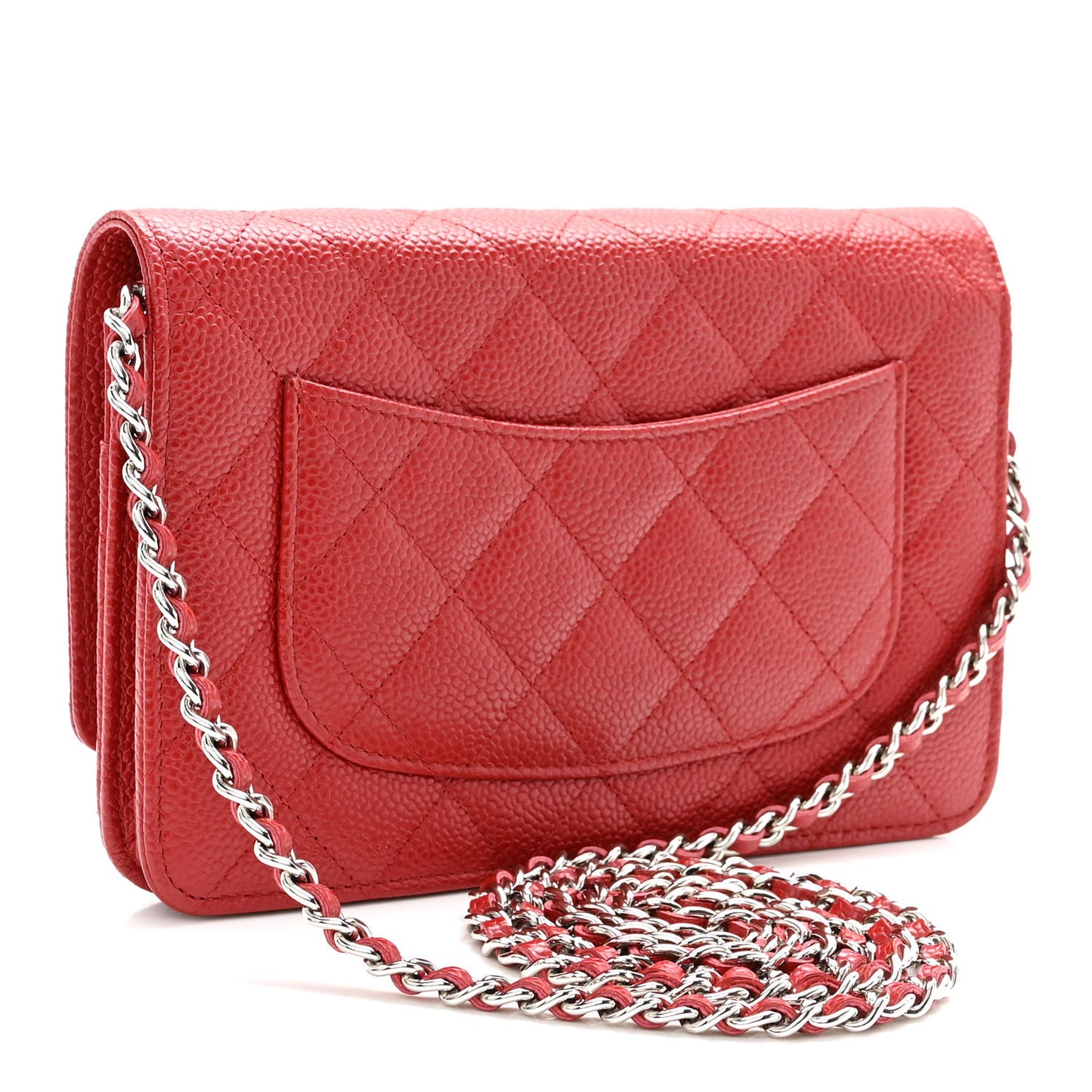 Caviar Quilted Wallet On Chain WOC Dark Red