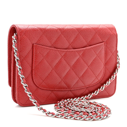 Chanel Caviar Quilted Wallet On Chain WOC Dark Red 3 of 11