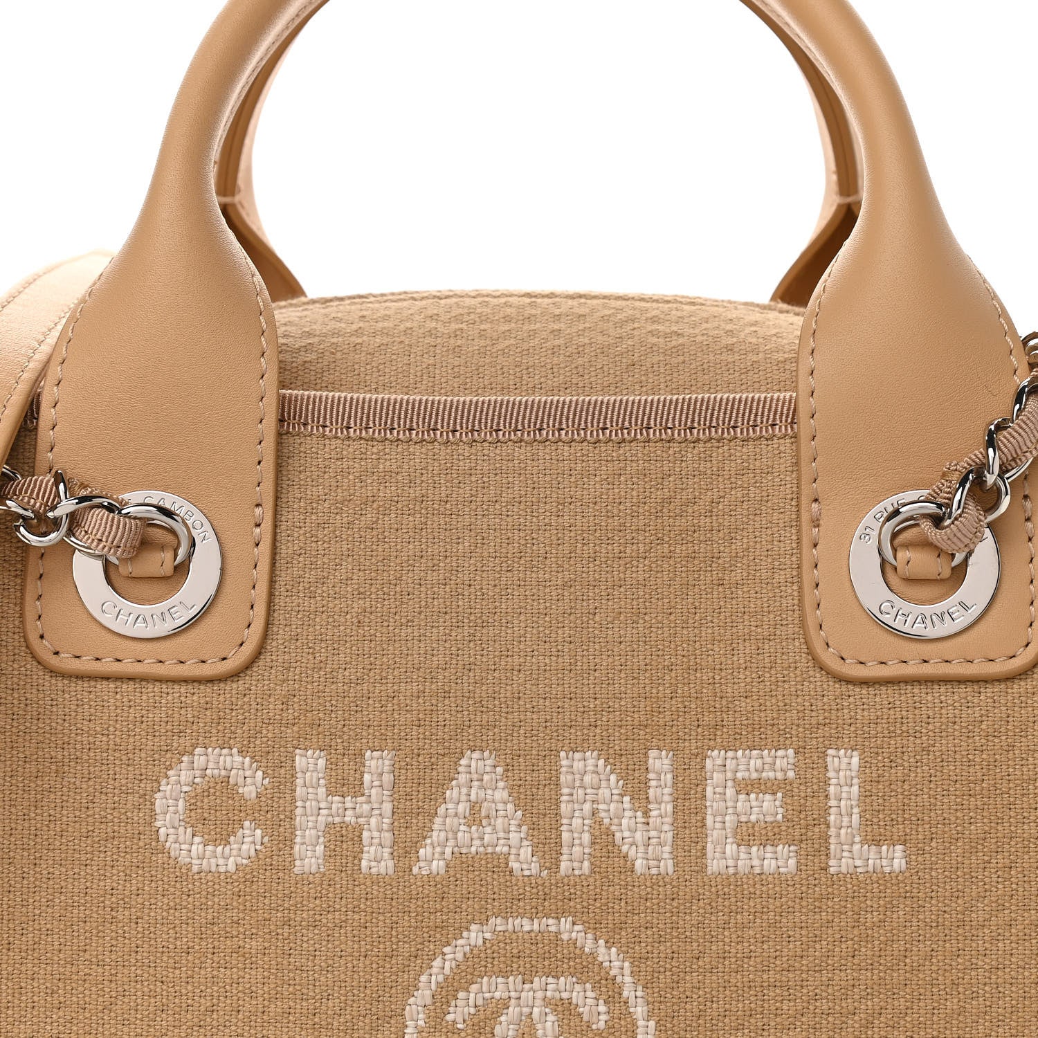 Chanel Denim Deauville Bowling Bag Beige 8 of 11