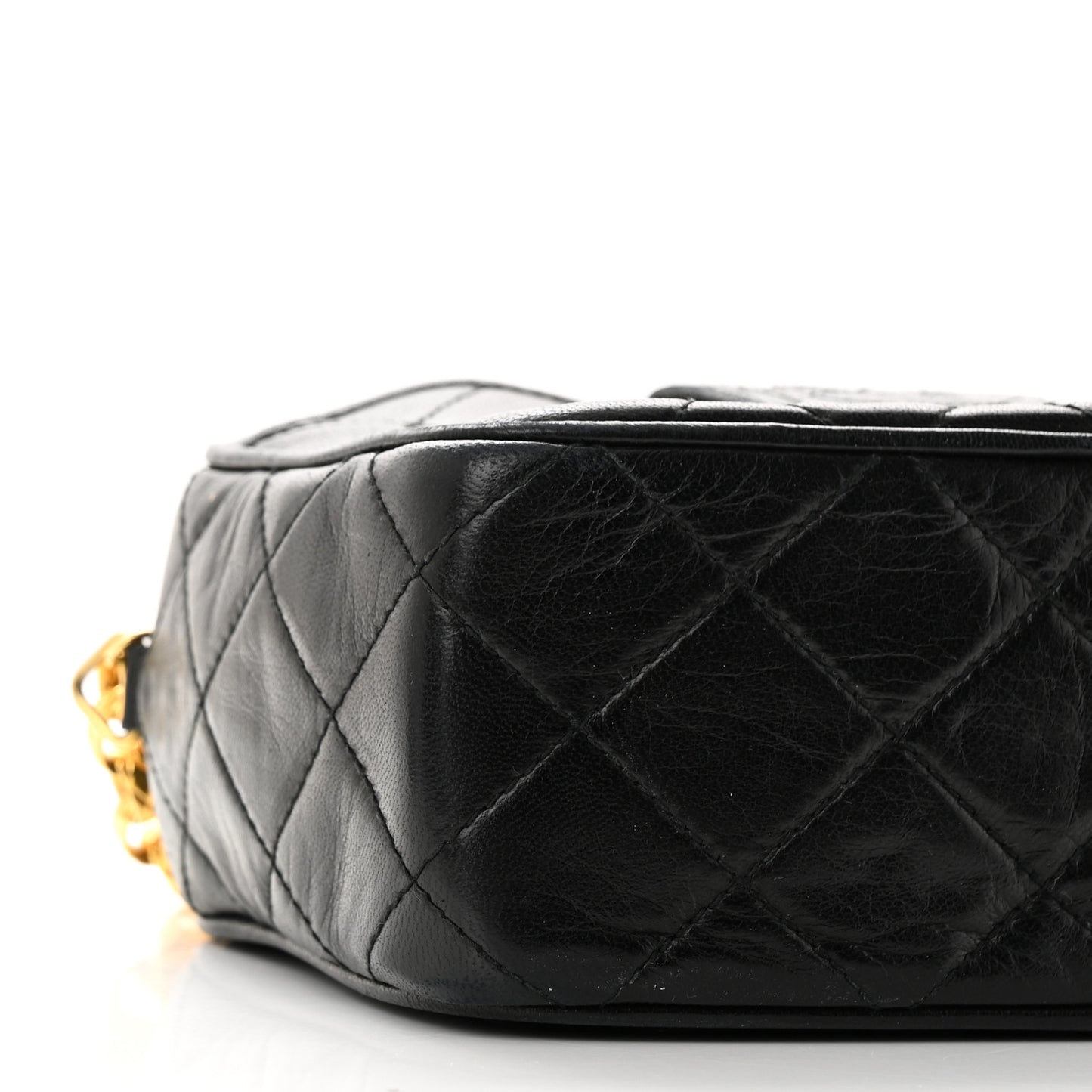 Lambskin Quilted Tassel Camera Case Black