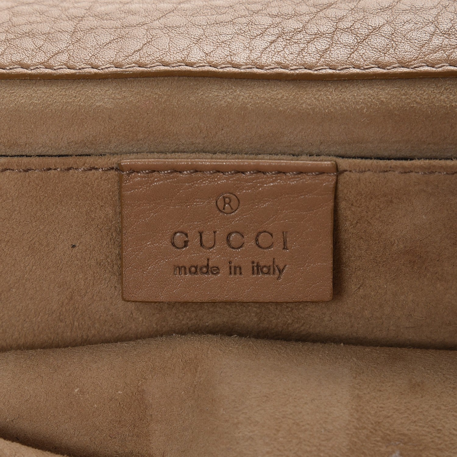 Gucci Pebbled Calfskin 1973 Clutch Beige 7 of 10