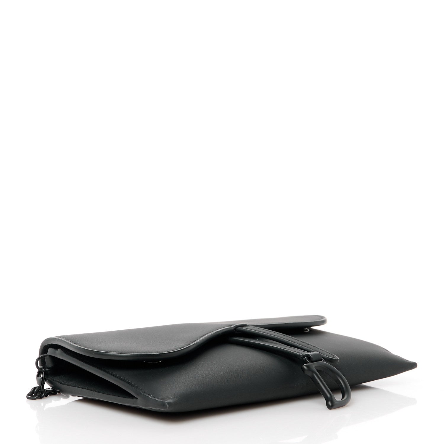Christian Dior Ultra Matte Calfskin Saddle Chain Wallet Pouch Black 5 of 13