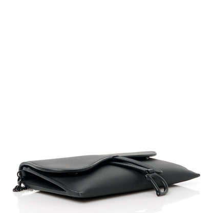 Christian Dior Ultra Matte Calfskin Saddle Chain Wallet Pouch Black 5 of 13