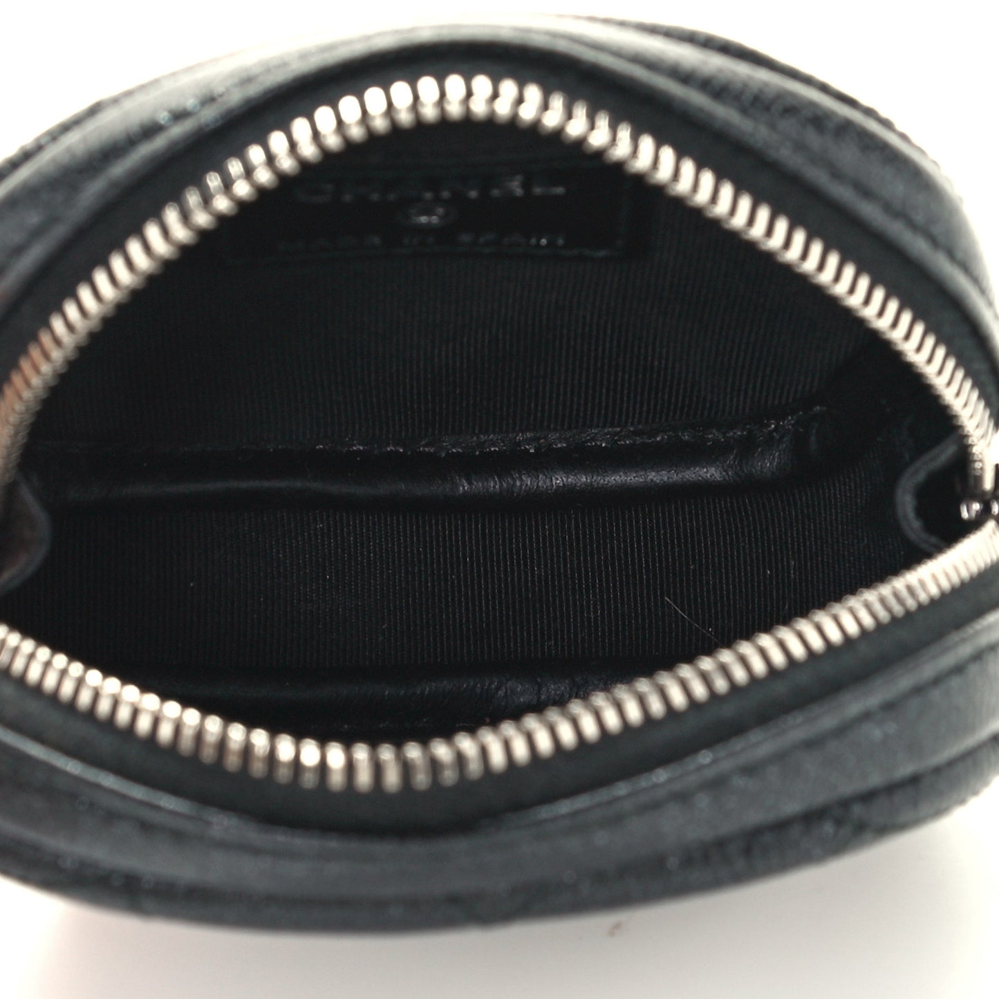Iridescent Caviar Quilted Zip Around Classic Coin Purse Black