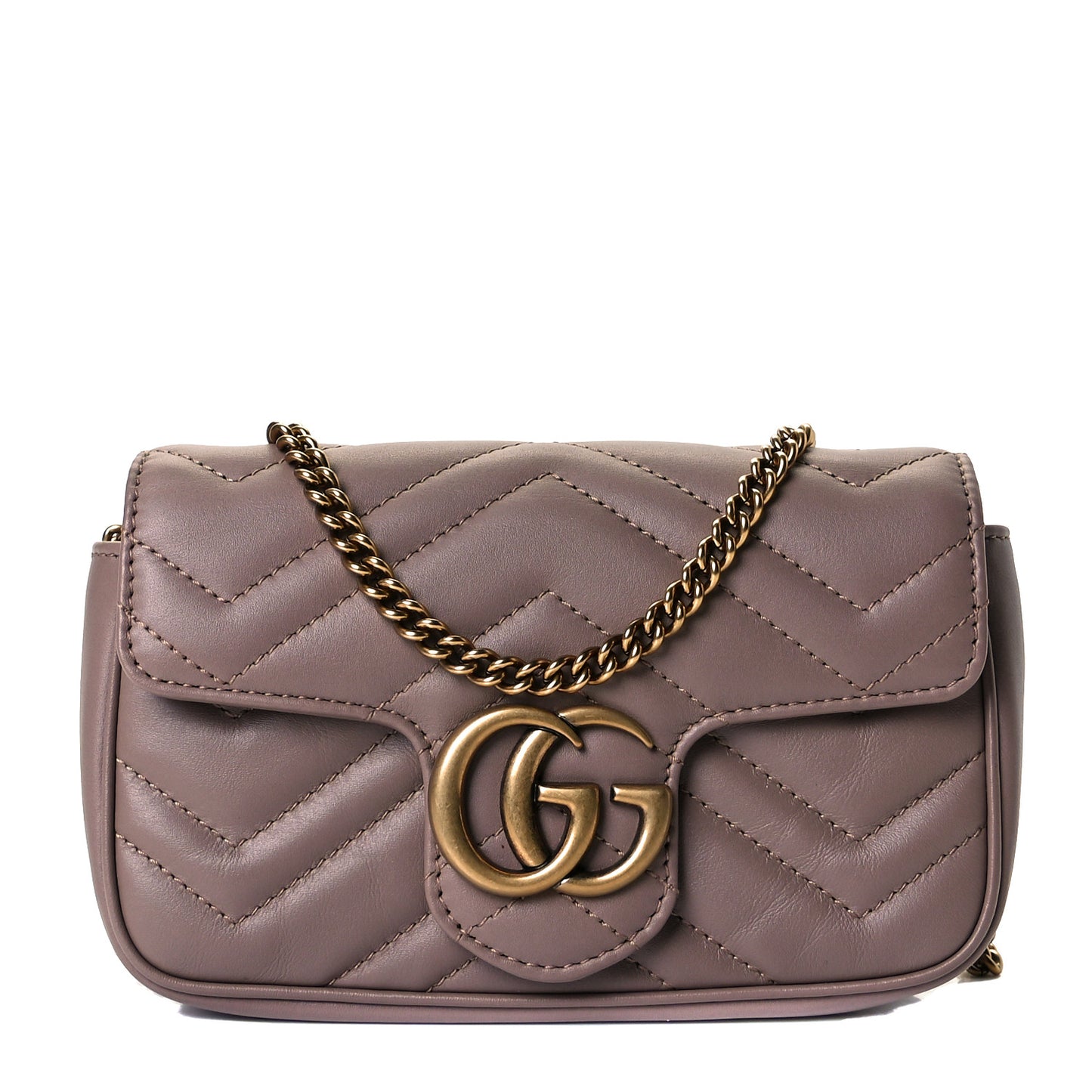 Calfskin Matelasse Super Mini GG Marmont Shoulder Bag Porcelain Rose