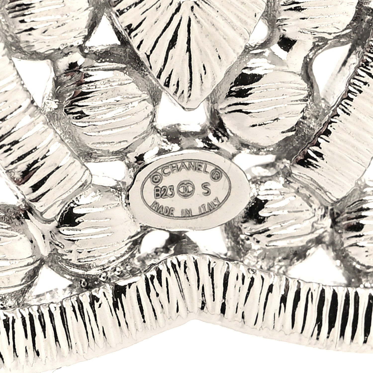 Chanel Metal Crystal CC Brooch Silver 3 of 3