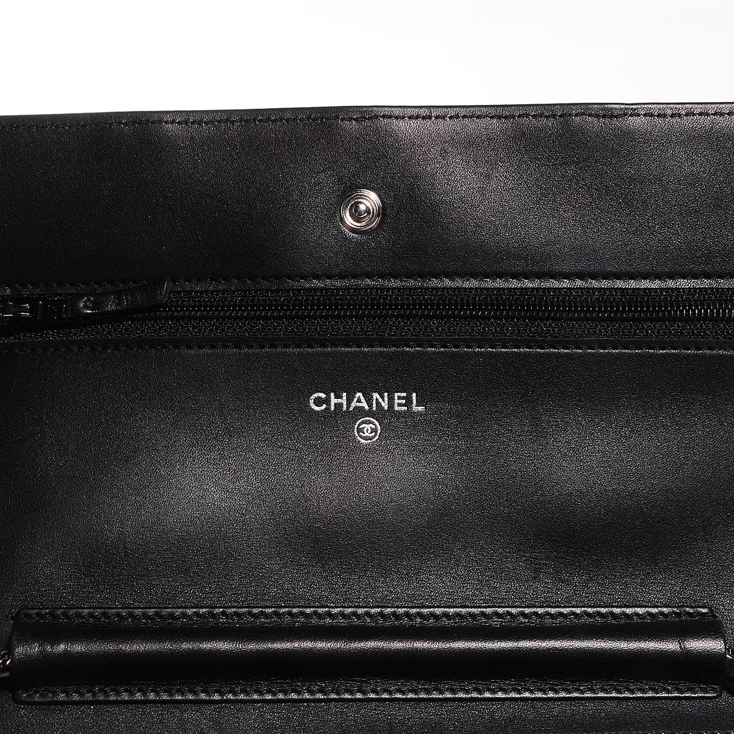 Calfskin Double Stitch Hamptons Wallet On Chain WOC Black