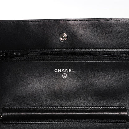 Chanel Calfskin Double Stitch Hamptons Wallet On Chain WOC Black 6 of 11