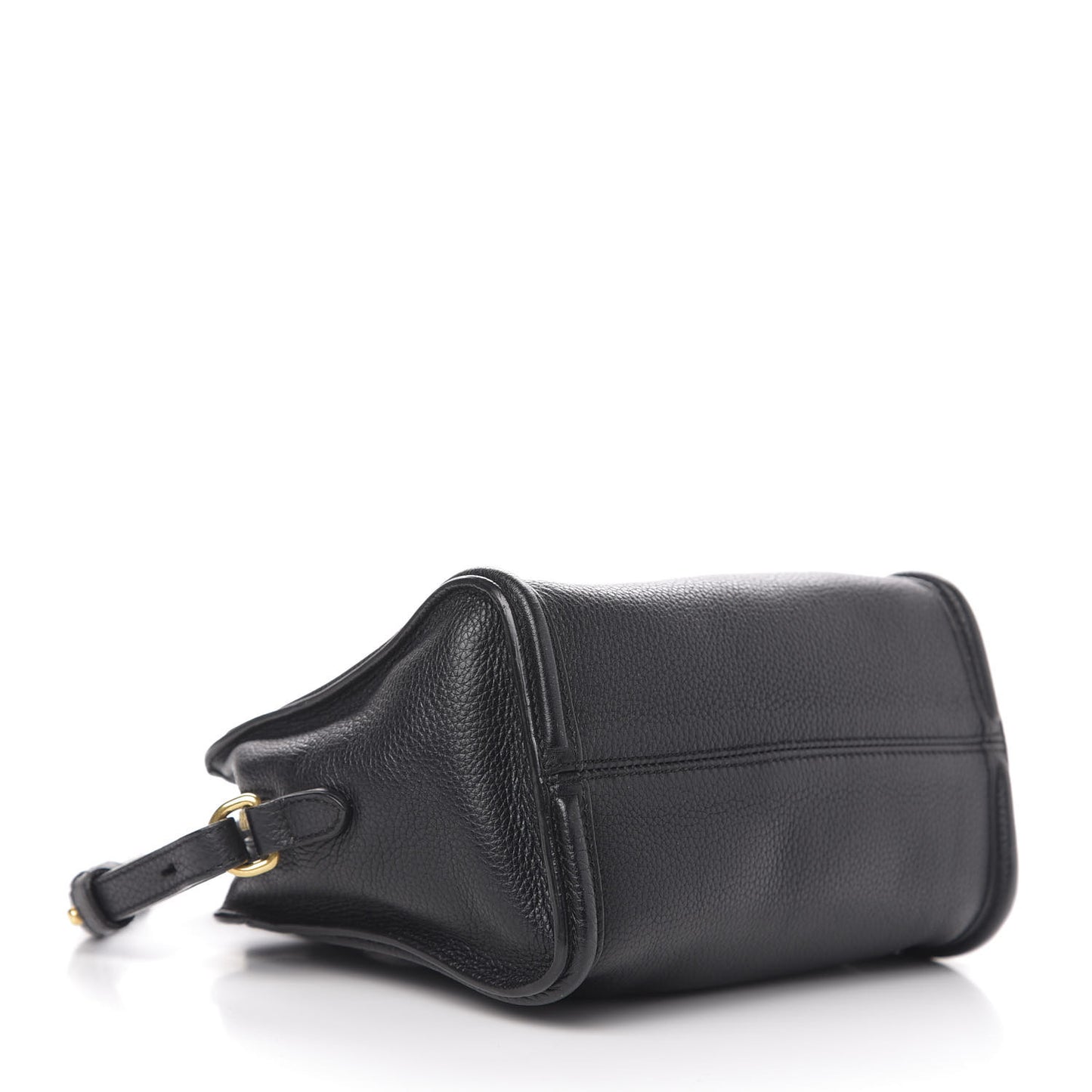 Pebbled Calfskin Mini Skull Padlock Zip Around Tote Black