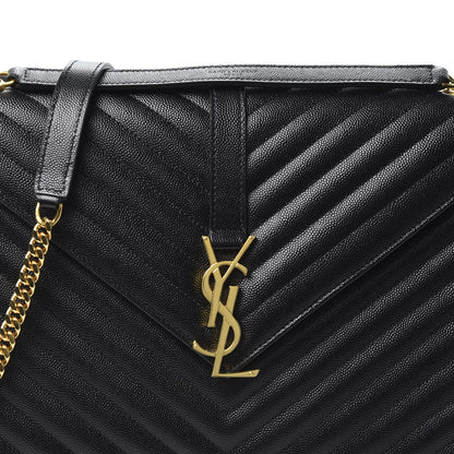 Saint Laurent Grain De Poudre Matelasse Chevron Large Monogram Satchel Black 9 of 9