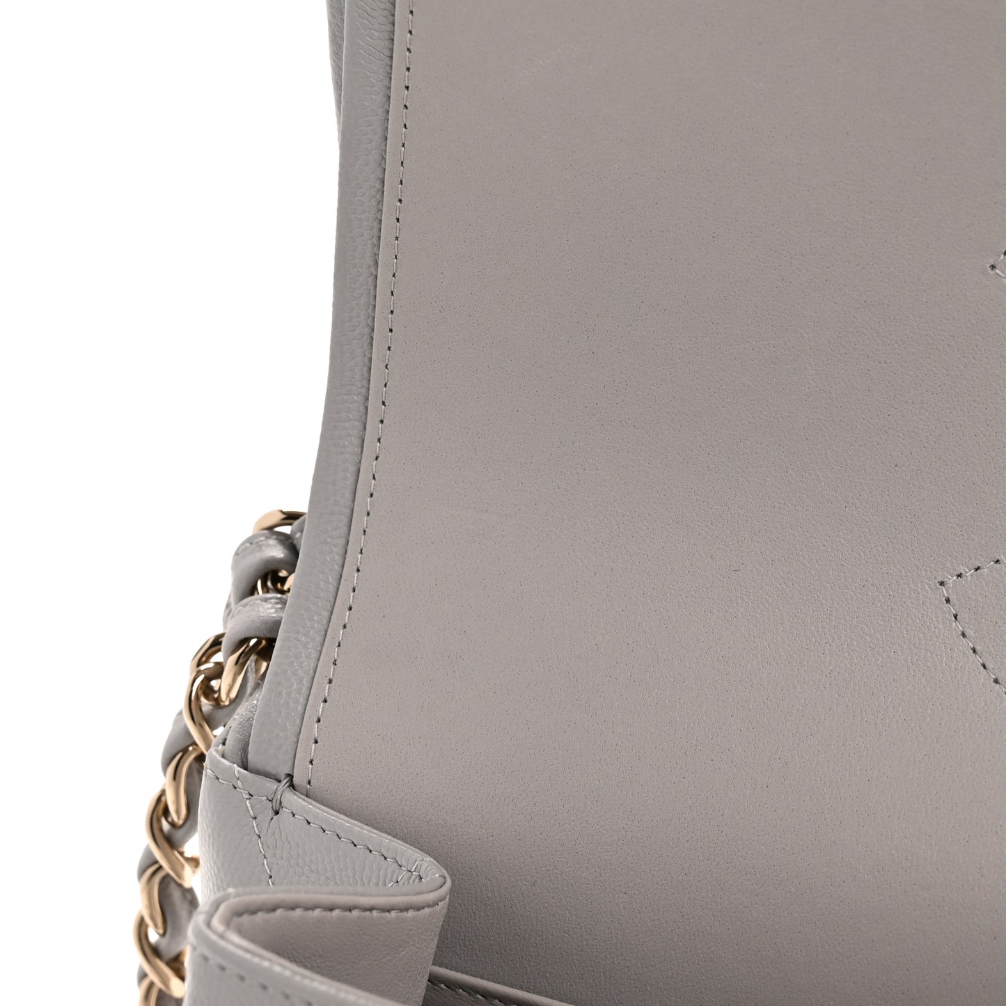 Caviar Quilted Jumbo Double Flap Grey