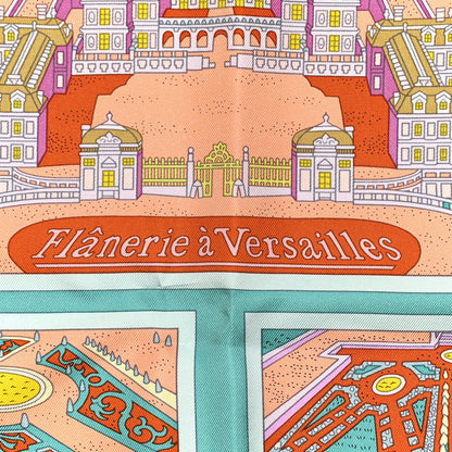 Hermes Silk Flanerie A Versailles Scarf 90 Rose Pale Vert Jaune 5 of 7