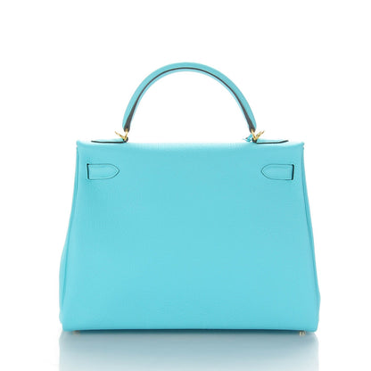 Hermes Togo Kelly Retourne 32 Bleu Atoll 4 of 25