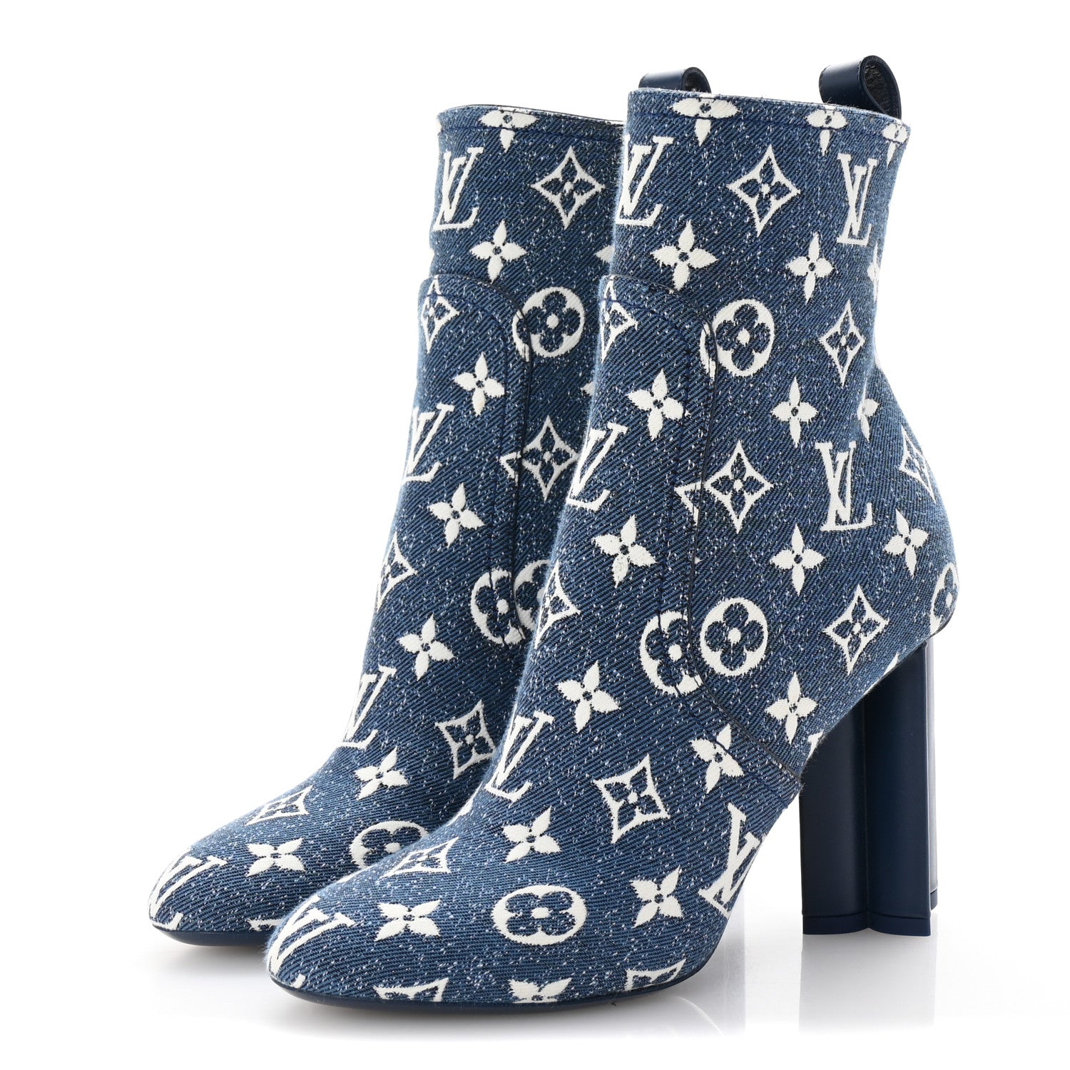 Louis Vuitton Denim Monogram Silhouette Ankle Boots 37.5 Navy Blue 4 of 9