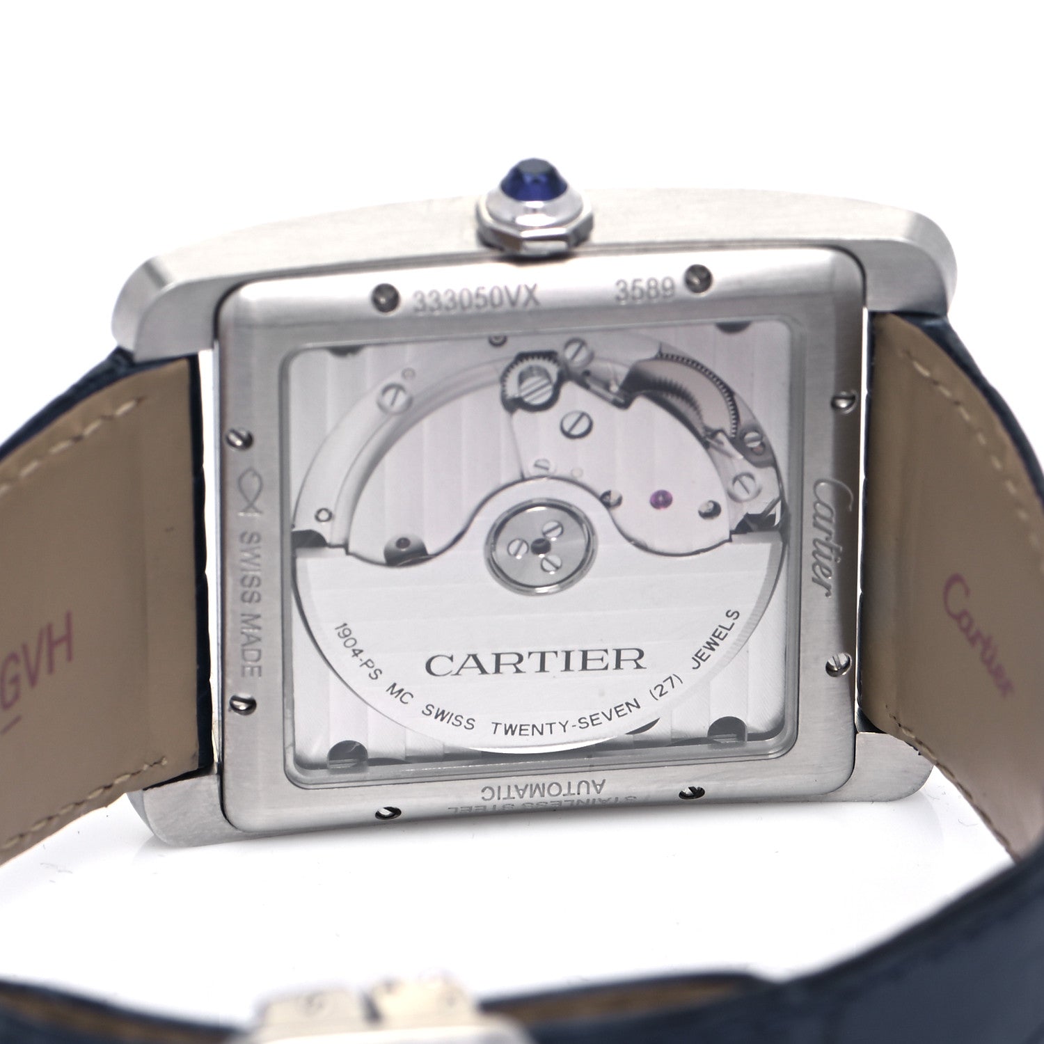 Cartier Stainless Steel Alligator 34mm Tank MC Automatic Watch Black 4 of 4