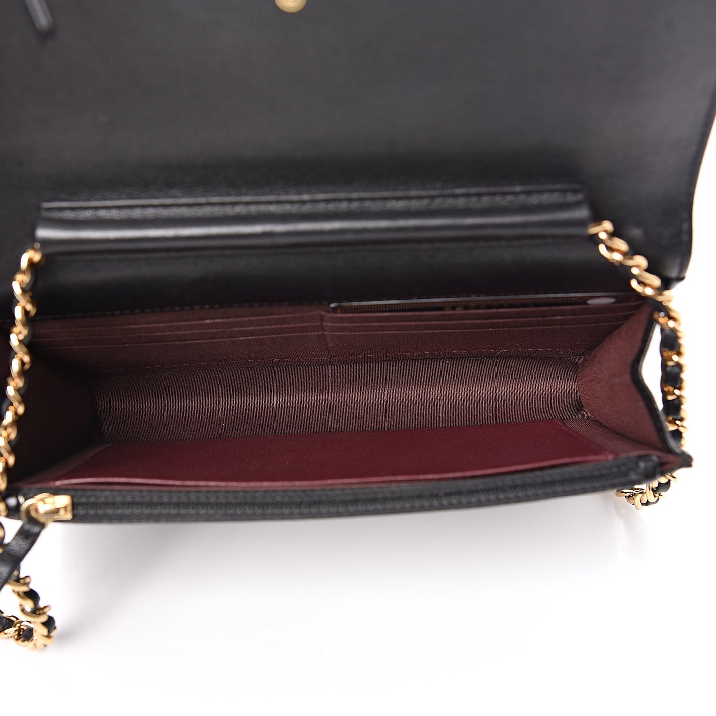 Sheepskin Quilted Mademoiselle Vintage Wallet On Chain WOC Black