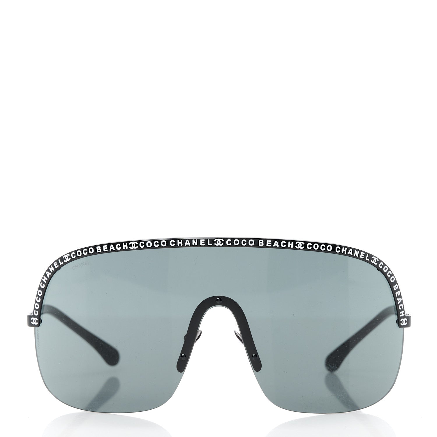 Chanel Shield Coco Beach Sunglasses Black Gray 2 of 8