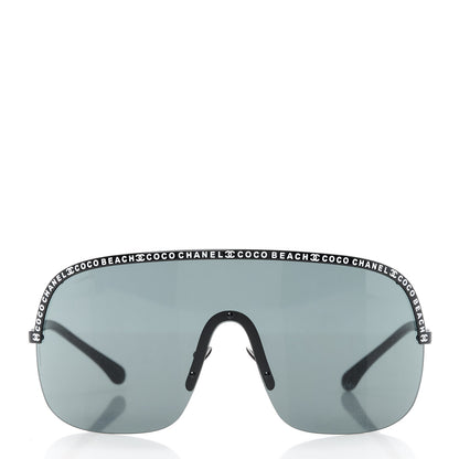 Chanel Shield Coco Beach Sunglasses Black Gray 2 of 8