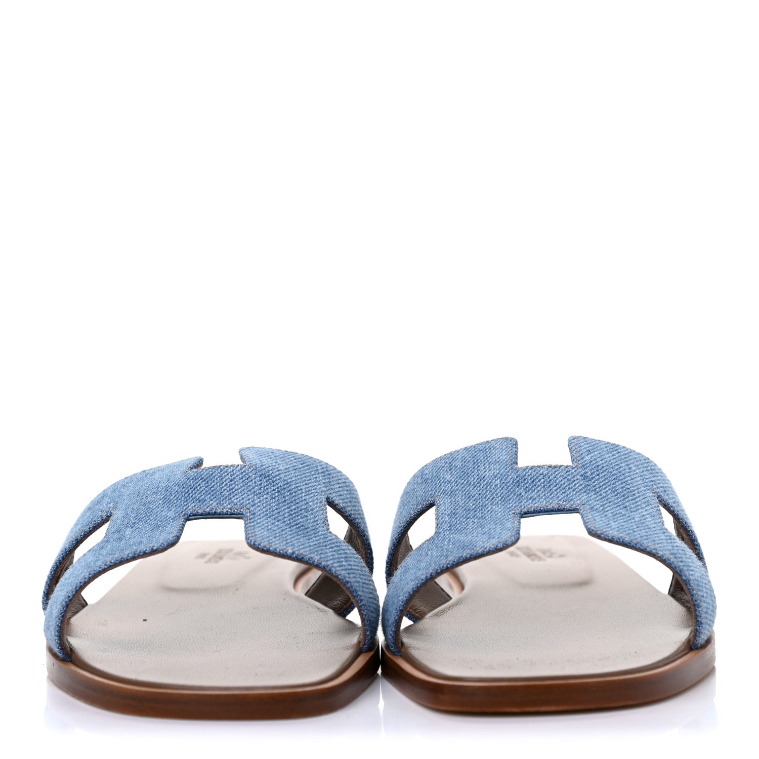 Hermes Denim Canvas Oran Sandals 36.5 Bleu Clair 2 of 9