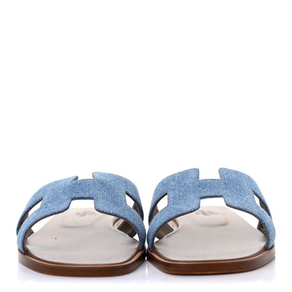 Hermes Denim Canvas Oran Sandals 36.5 Bleu Clair 2 of 9