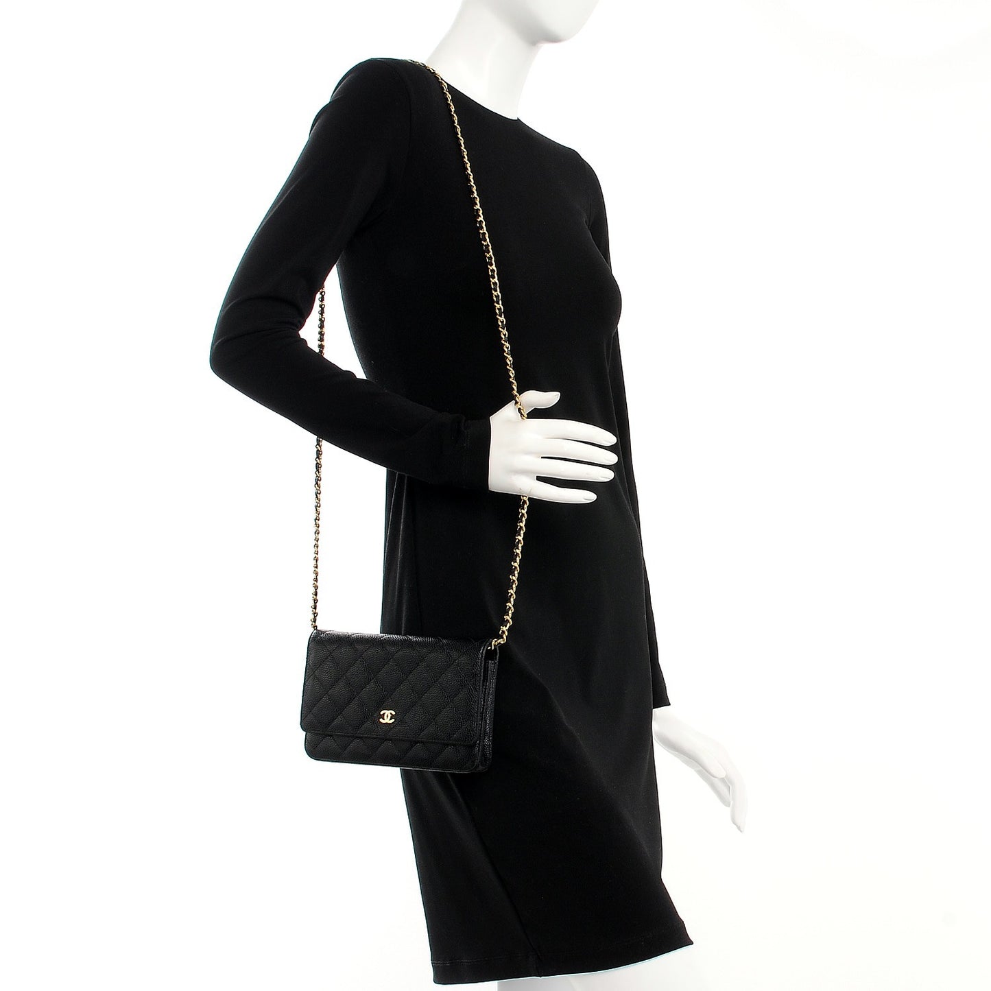 Caviar Quilted Wallet On Chain WOC Black