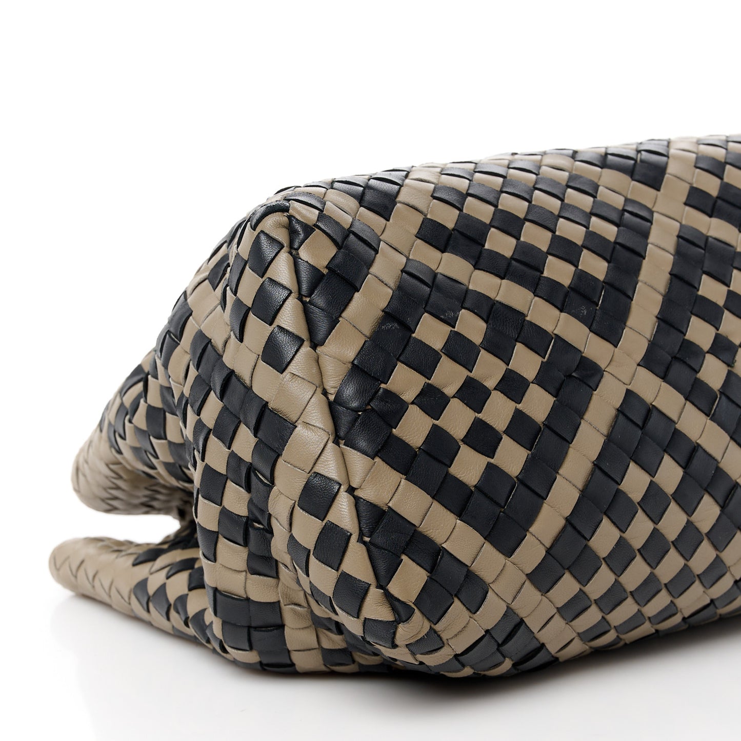 Nappa Intrecciato Medium Pavone Tote Beige Black