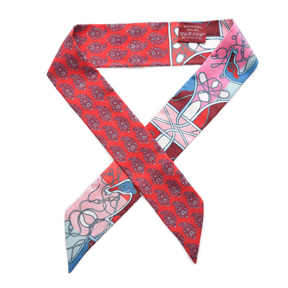 Hermes Silk Coup De Fouet Au Bloc Twilly Rouge Rose Bleu 1 of 5