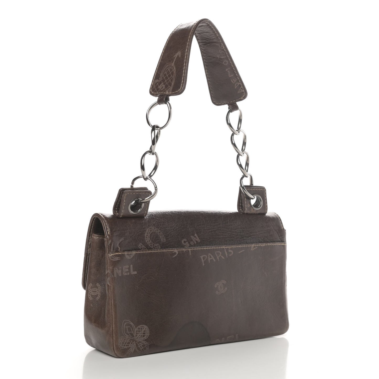 Calfskin Embossed Medium Flap Dark Brown